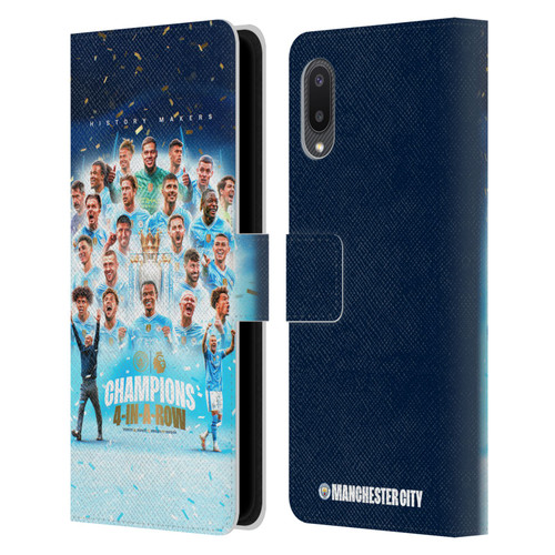 Manchester City Man City FC 2024 Premier League Champions Team Poster Leather Book Wallet Case Cover For Samsung Galaxy A02/M02 (2021)