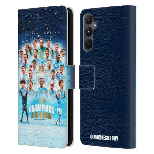 Manchester City Man City FC 2024 Premier League Champions Team Poster Leather Book Wallet Case Cover For Samsung Galaxy A05s