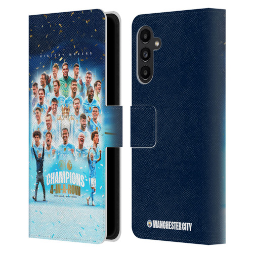 Manchester City Man City FC 2024 Premier League Champions Team Poster Leather Book Wallet Case Cover For Samsung Galaxy A13 5G (2021)