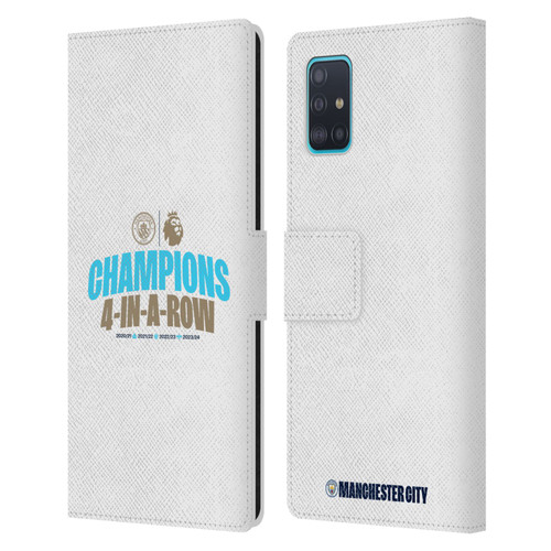 Manchester City Man City FC 2024 Premier League Champions 4 In A Row Light Leather Book Wallet Case Cover For Samsung Galaxy A51 (2019)
