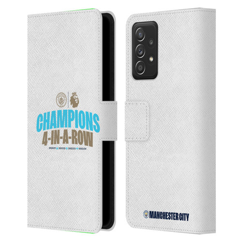 Manchester City Man City FC 2024 Premier League Champions 4 In A Row Light Leather Book Wallet Case Cover For Samsung Galaxy A53 5G (2022)
