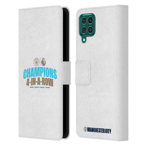 Manchester City Man City FC 2024 Premier League Champions 4 In A Row Light Leather Book Wallet Case Cover For Samsung Galaxy F62 (2021)