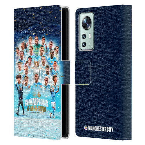 Manchester City Man City FC 2024 Premier League Champions Team Poster Leather Book Wallet Case Cover For Xiaomi 12