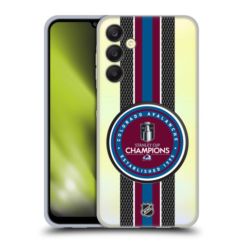 NHL 2022 Stanley Cup Champions Colorado Avalanche Puck Pattern Soft Gel Case for Samsung Galaxy A25 5G
