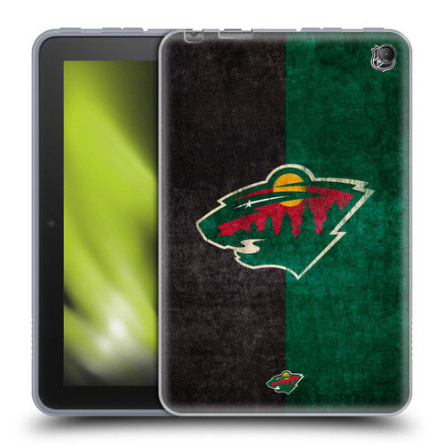 NHL Minnesota Wild Half Distressed Soft Gel Case for Amazon Fire 7 2022