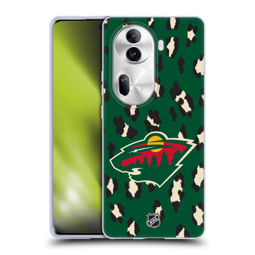 NHL Minnesota Wild Leopard Patten Soft Gel Case for OPPO Reno11 Pro