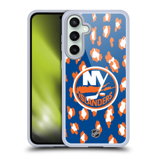 NHL New York Islanders Leopard Pattern Soft Gel Case for Samsung Galaxy S23 FE 5G