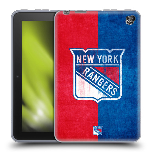 NHL New York Rangers Half Distressed Soft Gel Case for Amazon Fire 7 2022