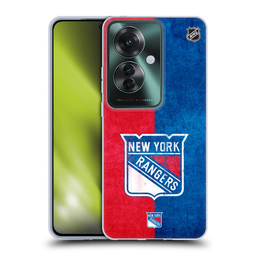 NHL New York Rangers Half Distressed Soft Gel Case for OPPO Reno11 F 5G / F25 Pro 5G