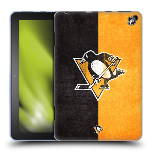 NHL Pittsburgh Penguins Half Distressed Soft Gel Case for Amazon Fire HD 8/Fire HD 8 Plus 2020