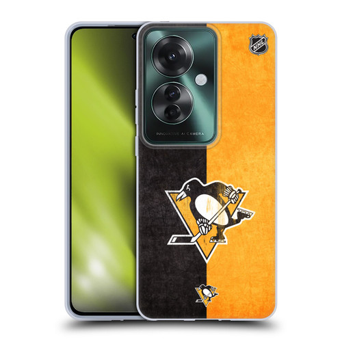 NHL Pittsburgh Penguins Half Distressed Soft Gel Case for OPPO Reno11 F 5G / F25 Pro 5G