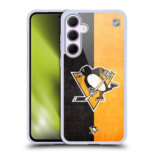 NHL Pittsburgh Penguins Half Distressed Soft Gel Case for Samsung Galaxy A35 5G