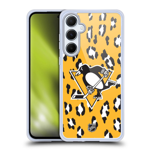 NHL Pittsburgh Penguins Leopard Patten Soft Gel Case for Samsung Galaxy A55 5G
