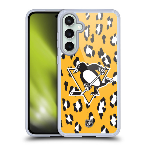 NHL Pittsburgh Penguins Leopard Pattern Soft Gel Case for Samsung Galaxy S23 FE 5G