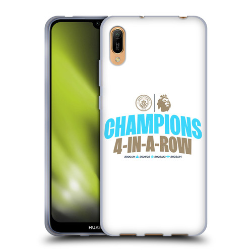Manchester City Man City FC 2024 Premier League Champions 4 In A Row Light Soft Gel Case for Huawei Y6 Pro (2019)