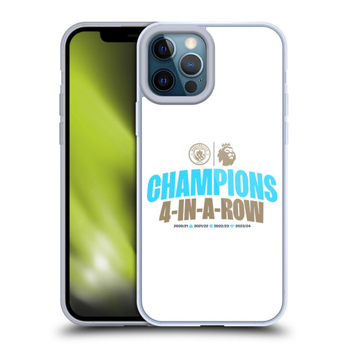 Manchester City Man City FC 2024 Premier League Champions 4 In A Row Light Soft Gel Case for Apple iPhone 12 Pro Max