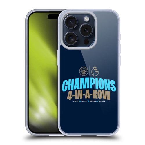 Manchester City Man City FC 2024 Premier League Champions 4 In A Row Dark Soft Gel Case for Apple iPhone 15 Pro Manchester City Man City FC 2024 Premier League Champions 4 In A Row Dark Soft Gel Case for Apple iPhone 15 Pro