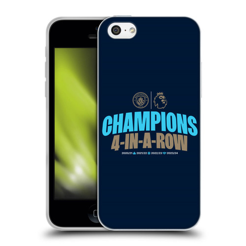 Manchester City Man City FC 2024 Premier League Champions 4 In A Row Dark Soft Gel Case for Apple iPhone 5c