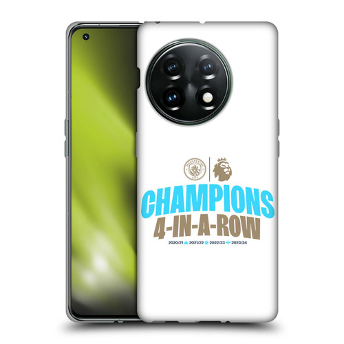 Manchester City Man City FC 2024 Premier League Champions 4 In A Row Light Soft Gel Case for OnePlus 11 5G