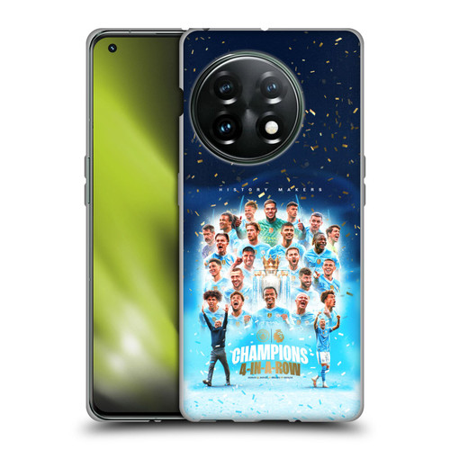 Manchester City Man City FC 2024 Premier League Champions Team Poster Soft Gel Case for OnePlus 11 5G