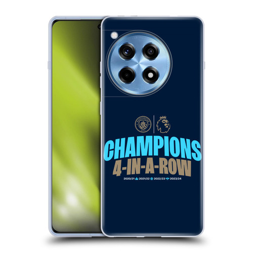 Manchester City Man City FC 2024 Premier League Champions 4 In A Row Dark Soft Gel Case for OnePlus 12R