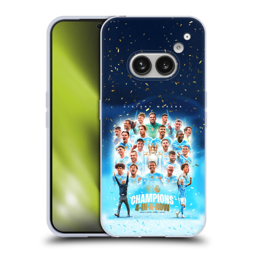 Manchester City Man City FC 2024 Premier League Champions Team Poster Soft Gel Case for Nothing Phone (2a)