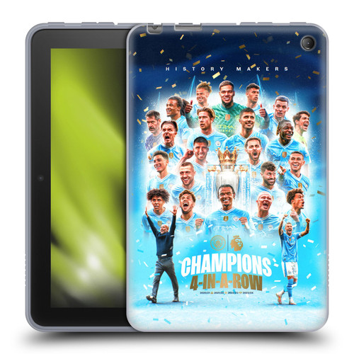 Manchester City Man City FC 2024 Premier League Champions Team Poster Soft Gel Case for Amazon Fire 7 2022