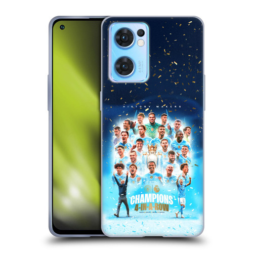 Manchester City Man City FC 2024 Premier League Champions Team Poster Soft Gel Case for OPPO Reno7 5G / Find X5 Lite