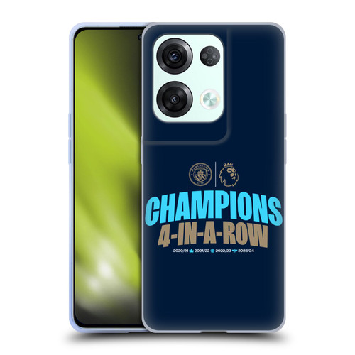 Manchester City Man City FC 2024 Premier League Champions 4 In A Row Dark Soft Gel Case for OPPO Reno8 Pro