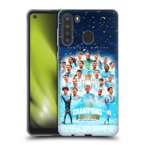 Manchester City Man City FC 2024 Premier League Champions Team Poster Soft Gel Case for Samsung Galaxy A21 (2020)