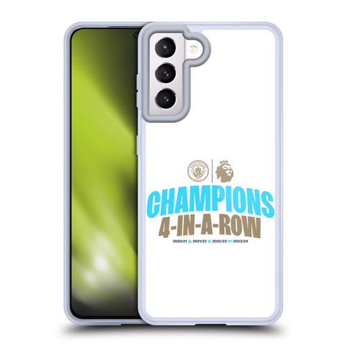 Manchester City Man City FC 2024 Premier League Champions 4 In A Row Light Soft Gel Case for Samsung Galaxy S21 5G