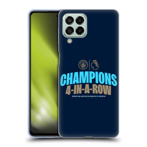 Manchester City Man City FC 2024 Premier League Champions 4 In A Row Dark Soft Gel Case for Samsung Galaxy M53 (2022)