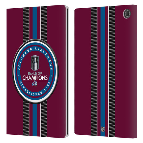 NHL 2022 Stanley Cup Champions Colorado Avalanche Puck Pattern Leather Book Wallet Case Cover For Amazon Fire Max 11 2023