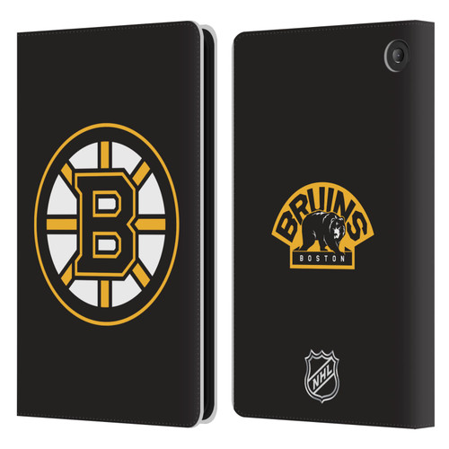NHL Boston Bruins Plain Leather Book Wallet Case Cover For Amazon Fire 7 2022