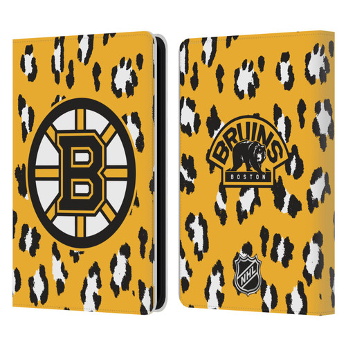 NHL Boston Bruins Leopard Patten Leather Book Wallet Case Cover For Amazon Kindle 11th Gen 6in 2022