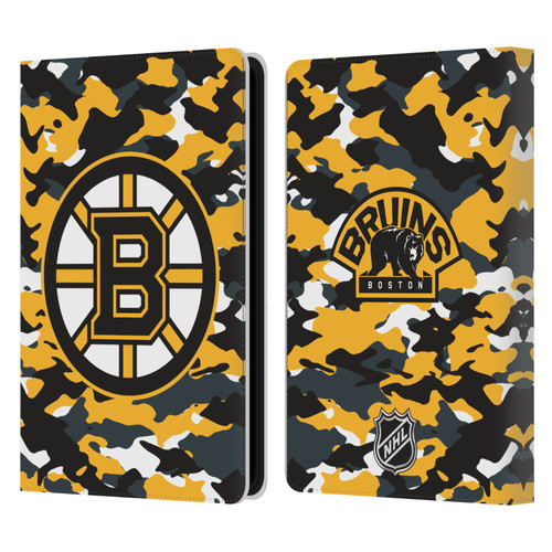 NHL Boston Bruins Camouflage Leather Book Wallet Case Cover For Amazon Kindle Paperwhite 5 (2021)