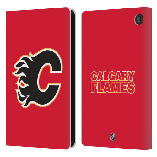 NHL Calgary Flames Plain Leather Book Wallet Case Cover For Amazon Fire 7 2022