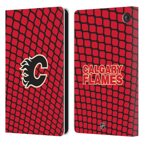 NHL Calgary Flames Net Pattern Leather Book Wallet Case Cover For Amazon Fire 7 2022