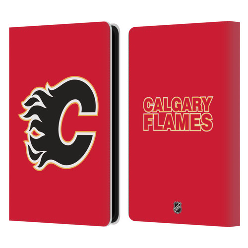 NHL Calgary Flames Plain Leather Book Wallet Case Cover For Amazon Kindle Paperwhite 5 (2021)
