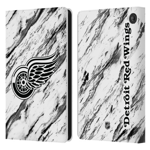 NHL Detroit Red Wings Marble Leather Book Wallet Case Cover For Amazon Fire 7 2022
