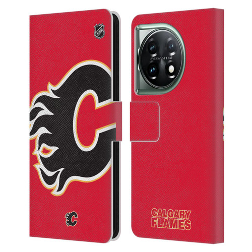 NHL Calgary Flames Oversized Leather Book Wallet Case Cover For OnePlus 11 5G