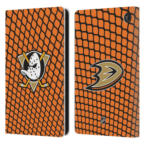 NHL Anaheim Ducks Net Pattern Leather Book Wallet Case Cover For Amazon Fire 7 2022