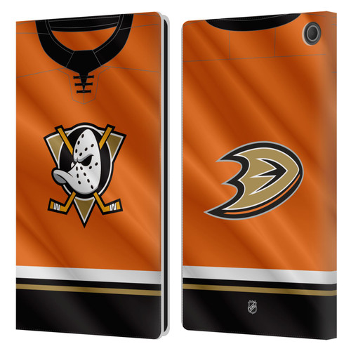 NHL Anaheim Ducks Jersey Leather Book Wallet Case Cover For Amazon Fire Max 11 2023