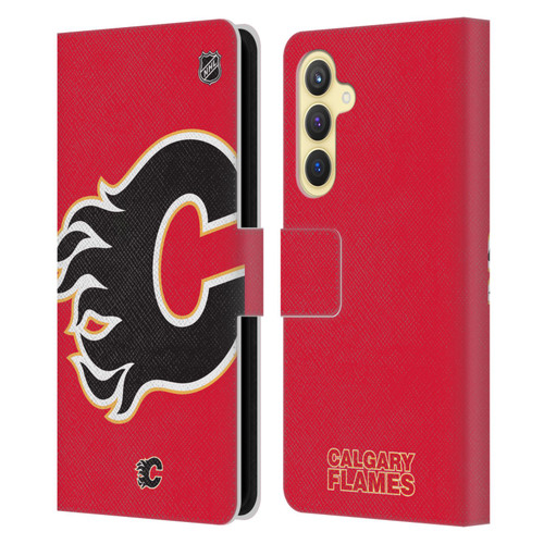 NHL Calgary Flames Oversized Leather Book Wallet Case Cover For Samsung Galaxy S23 FE 5G