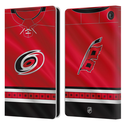 NHL Carolina Hurricanes Jersey Leather Book Wallet Case Cover For Amazon Fire 7 2022