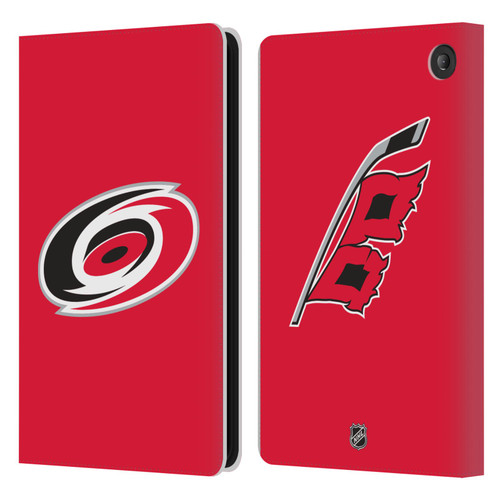 NHL Carolina Hurricanes Plain Leather Book Wallet Case Cover For Amazon Fire 7 2022