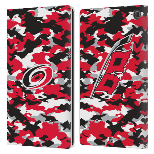 NHL Carolina Hurricanes Camouflage Leather Book Wallet Case Cover For Amazon Fire Max 11 2023
