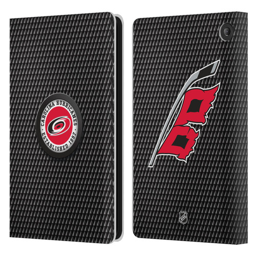 NHL Carolina Hurricanes Puck Texture Leather Book Wallet Case Cover For Amazon Fire 7 2022
