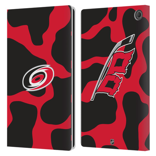 NHL Carolina Hurricanes Cow Pattern Leather Book Wallet Case Cover For Amazon Fire Max 11 2023