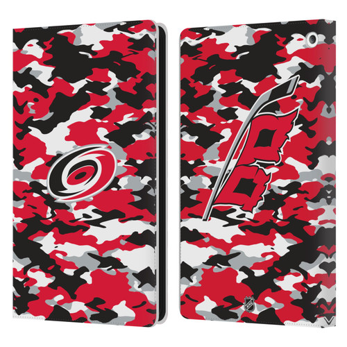 NHL Carolina Hurricanes Camouflage Leather Book Wallet Case Cover For Amazon Fire HD 8/Fire HD 8 Plus 2020